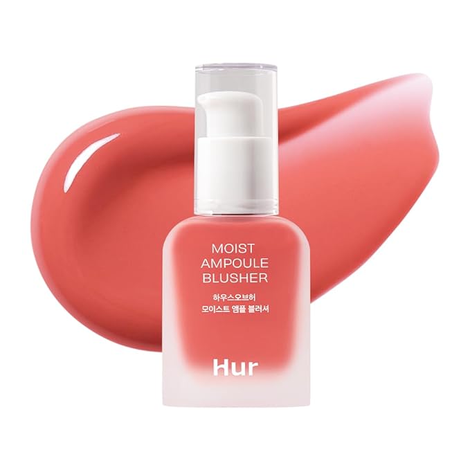 House of Hur Moist Ampoule Blusher with 50% Moisture Essence | Hydrating & Long-Lasting Blush | 0.67 fl.oz (9 Shades) (Peach Coral)