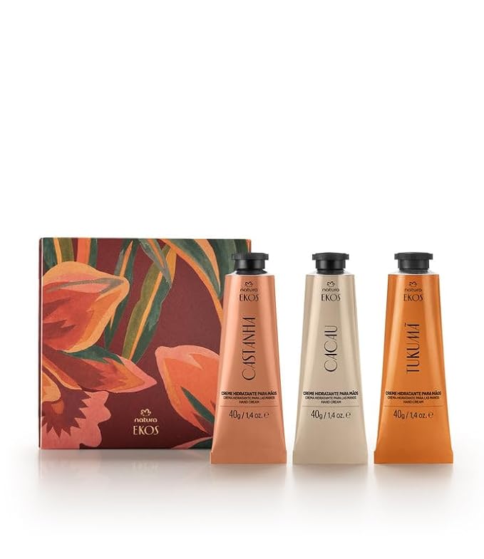 natura - Hand Cream Trio Holiday Gift Set – Travel Size, Brazil Nut, Tukumã & Cacau | 100% Vegan, Deep Nourishing Hand Creams Gift Box 1.4 oz (40g)
