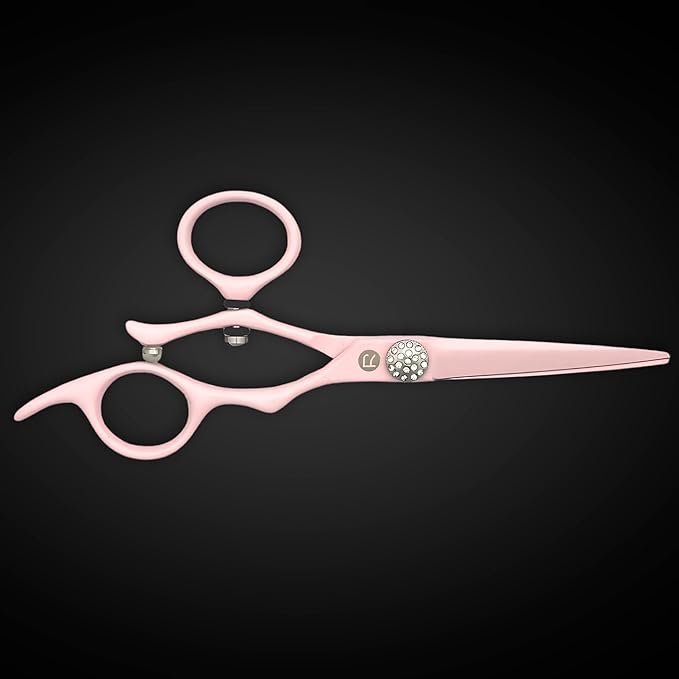 Pink Swivel Hair Scissors Set for Professional Use - 440C Stainless Steel w/Pink Titanium Finish - Sharp, Durable (5.5" Swivel Set)