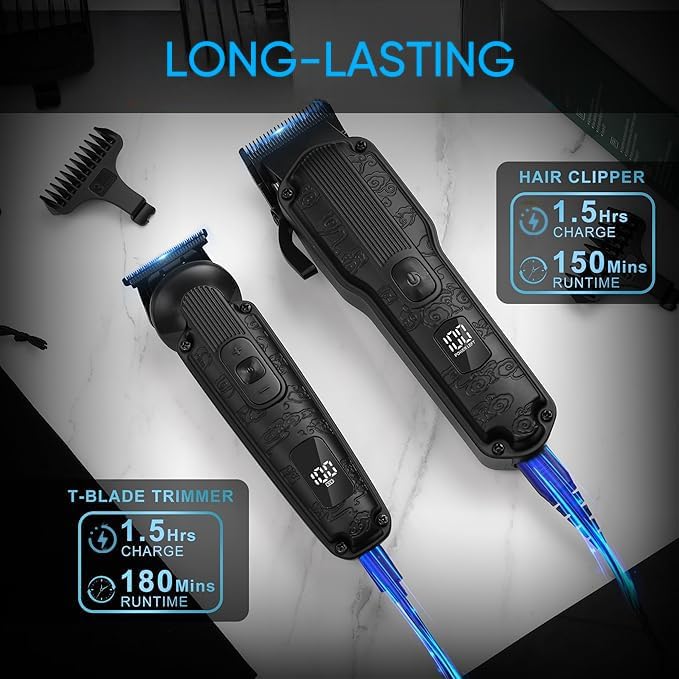 Professional Hair Clipper for Men Hair Cutting Kit Men's Beard Trimmer Hair Trimmer Shaver Cordless Barber Clippers and Trimmers Set Black