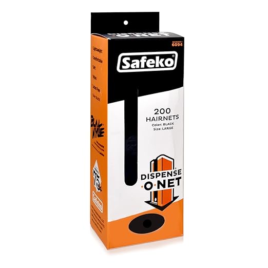 Dispense-O-Net Hairnet Dispenser & Wall Mount | Black Hairnets + Wall Mount | Lightweight Nylon Hairnets | Latex-Free