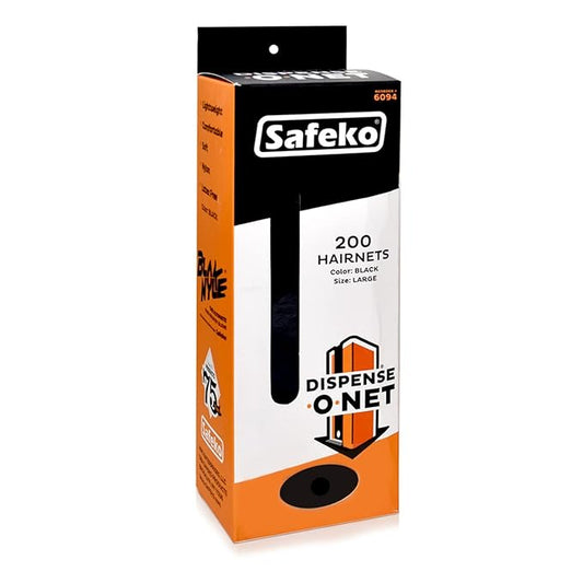 Dispense-O-Net Hairnet Dispenser Refill | 200 Hairnets | Lightweight Nylon Hair nets | Latex-Free | Black | Hairnets only