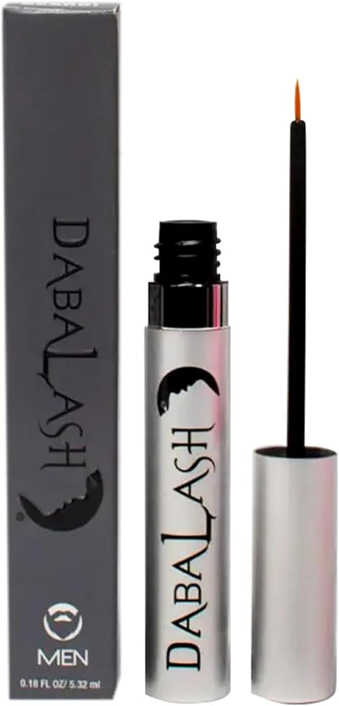 DABALASH Men Professional Facial Hair, Eyelash & Brow Growth Serum with Castor Oil – Promotes the Appearance of Naturally Longer, Fuller, Thicker & Stronger Hair – 0.18 oz