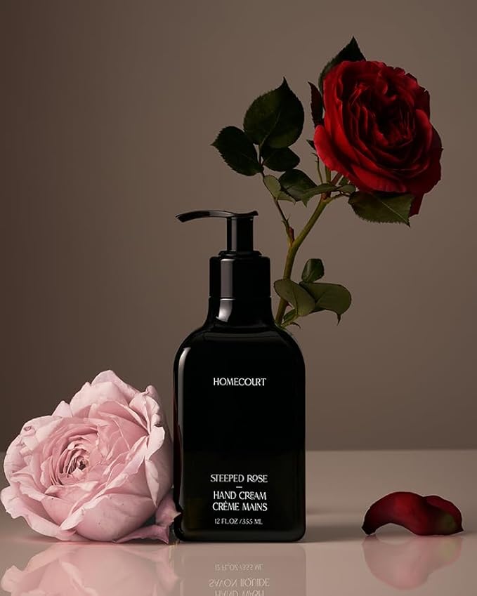 Homecourt Hand Cream, Non-Greasy Moisturizer for Hydrated, Nourished & Soft Hands, Dermatologist Tested, Clean Formula, Steeped Rose, 12 fl oz