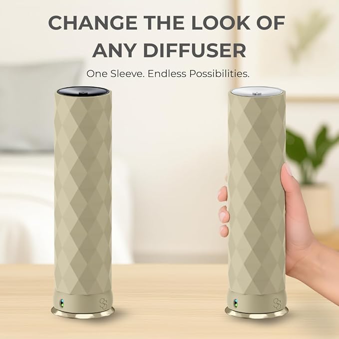 Waterless Essential Oil Hotel Scent Diffuser - Cold Air Diffuser - Covers 1000 sq. ft. - Waterless Diffuser for Home, Office & Hotel (Black + Interchangeable Sleeve) (Black + Mint Green Sleeve)