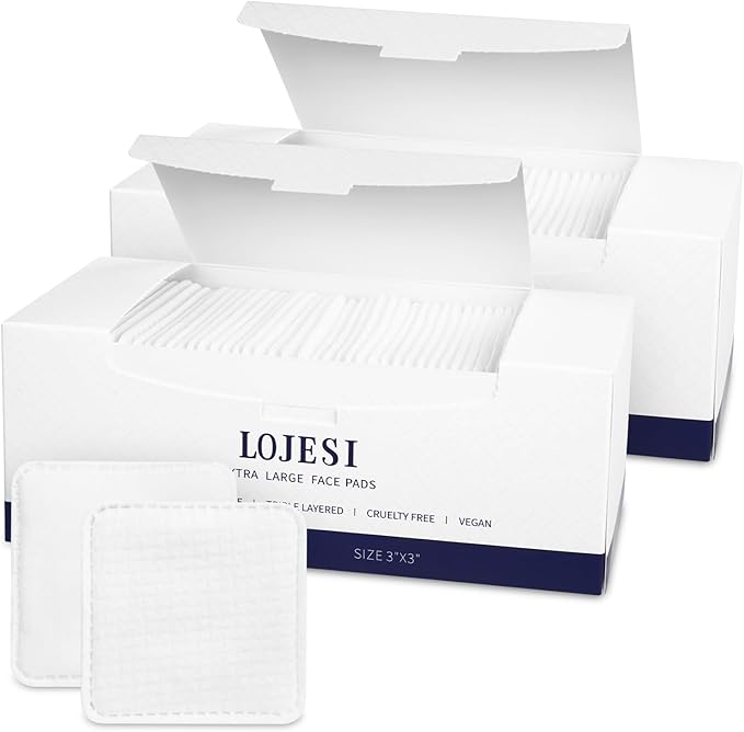 Organic Cotton Face Pads – 120 Count, Lint-Free Makeup Remover Pads – Textured & Ultra-Soft Sides for Gentle Cleansing – Thick Cotton Rounds for Sensitive Skin