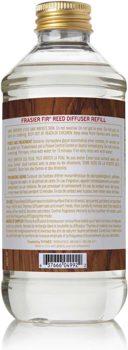 Thymes Reed Diffuser Oil Refill - Diffuser Oils Scents for Home Refill - Use for Reed Stick Room Air Fresheners (Frasier Fir, 7.75 fl oz)
