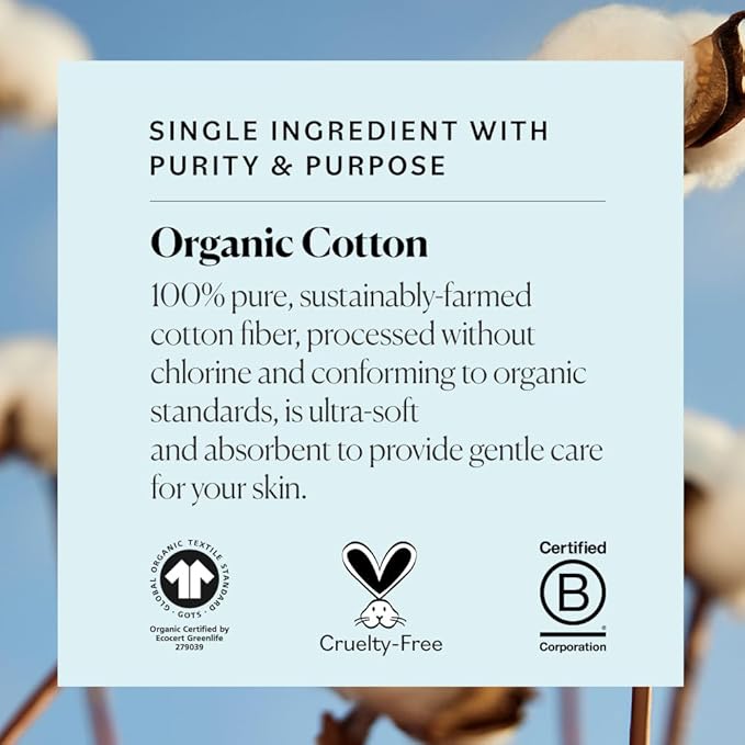 Sky Organics Organic Cotton Rounds for Sensitive Skin, 100% Pure GOTS Certified Organic for Beauty & Personal Care, 300 ct.