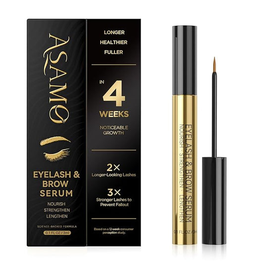 Eyelash & Eyebrow Growth Serum – 15 Plant Extracts for Longer, Denser & Fuller Lashes & Brows, Boosts Natural Hair Development,eyelash serum,Hypoallergenic Oil-Free,lash growth serum (Glossy Black)