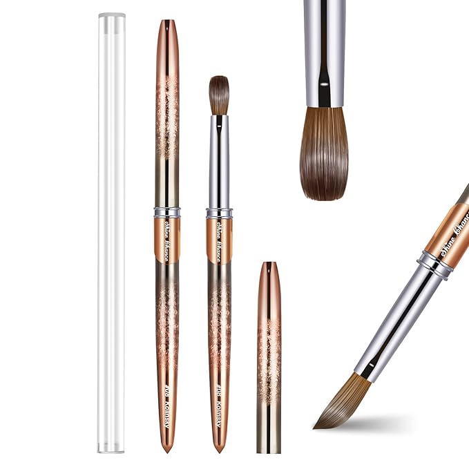 Acrylic Nail Brush Size 8, 100% Real Kolinsky Art Nail Brush for Acrylic Powder Application, Handmade Women Manicure Nail Extension Tool for Professional DIY Home Salon and Beginners