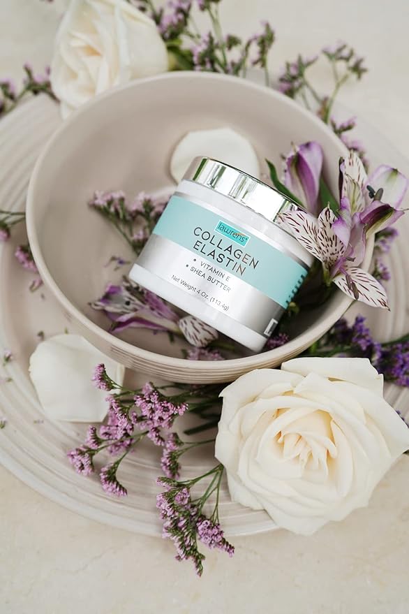 Lawrens Collagen Elastin Cream with Antioxidant Vitamin E & Shea Butter Cosmetics - Hydration - Firmness - Elasticity - 4 oz