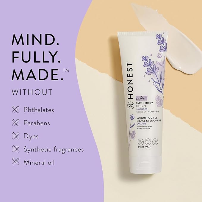 The Honest Company Hydrating Face Body Lotion Fast Absorbing Naturally Derived Hypoallergenic Lavender Calm 8.5 fl oz