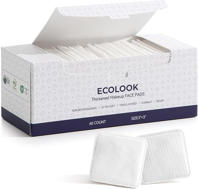 ECOLOOK Triple-Layer Cotton Facial Pads | Textured Exfoliating & Ultra-Soft Cotton Pads for Face | Reinforced Edges,Lint-Free & No Tear | Gentle for All Skin Types | Pair with Toner -1 Pack