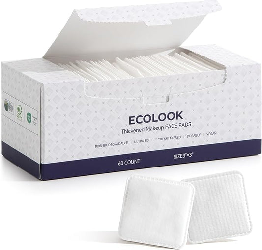 ECOLOOK Triple-Layer Cotton Facial Pads | Textured Exfoliating & Ultra-Soft Cotton Pads for Face | Reinforced Edges,Lint-Free & No Tear | Gentle for All Skin Types | Pair with Toner -1 Pack