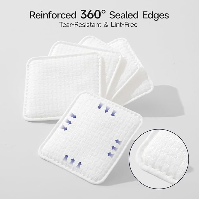 ECOLOOK Triple-Layer Cotton Facial Pads | Textured Exfoliating & Ultra-Soft Cotton Pads for Face | Reinforced Edges,Lint-Free & No Tear | Gentle for All Skin Types | Pair with Toner -1 Pack