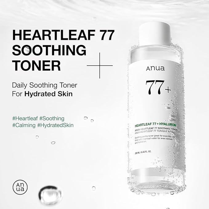 Anua Heartleaf 77 Soothing Toner I pH 5.5 Trouble Care, Calming Skin, Refreshing, Hydrating, Purifying, Cruelty Free, Vegan,(250ml / 8.45 fl.oz.) - Aurabelle