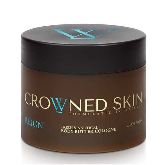 Crowned Skin Reign Body Butter Cologne for Men | Fresh & Nautical | Scented with Pink Pepper & Bergamot | Infused with Natural Shea & Mango Butters | Moisturizing with All-Day Fragrance | 4.4oz