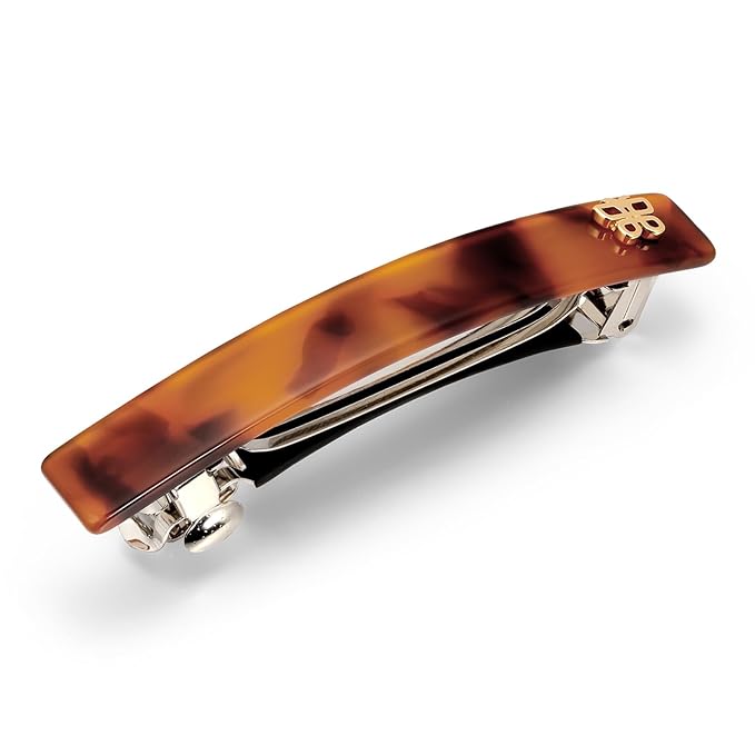 SHE'S FREE STYLE JUST FOR YOU [Chanel-style] Hair Barrettes for Women, Acetate Resin Barettes, Classic Black & White, French Hair Accessories, Anti-Slip for Half-Hair Decoration (Tortoise,3.4 inch)