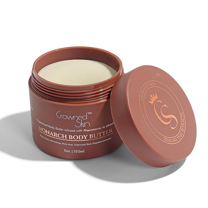 Crowned Skin Monarch Cologned Body Butter | Spicy and Bold Scent | Blended with White Musk & Cedarwood | Infused with Organic Shea & Mango Butters | Moisturizing Formula with All-Day Fragrance | 5oz