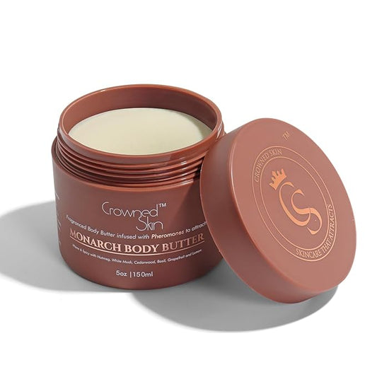 Crowned Skin Monarch Cologned Body Butter | Spicy and Bold Scent | Blended with White Musk & Cedarwood | Infused with Organic Shea & Mango Butters | Moisturizing Formula with All-Day Fragrance | 5oz