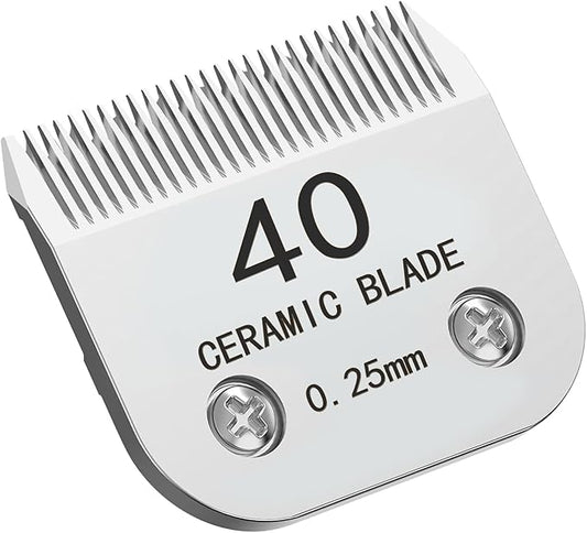 Docal 40# Silver Detachable Clipper Ceramic Blades, Dog Grooming Clipper Replacement Blades Compatible with Dog Clippers, KM Series Clippers, A5, Size 40, Cut Length 1/100"(0.25mm)