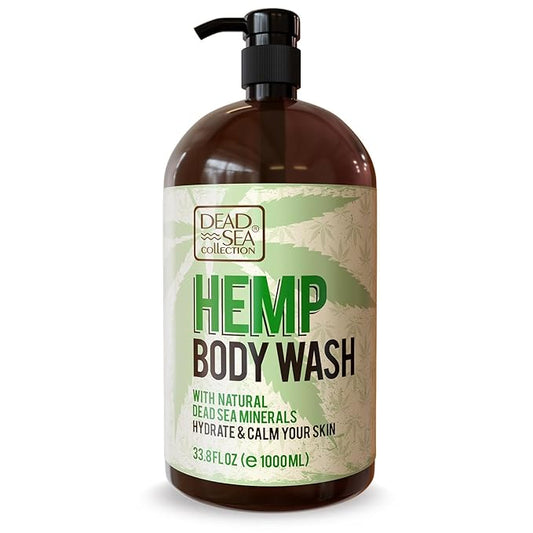 Dead Sea Collection Hemp Body Wash for Women and Men – Hemp Oil Infused with Dead Sea Minerals – Moisturizing Shower Gel for Dry & Sensitive Skin – 33.8 fl oz