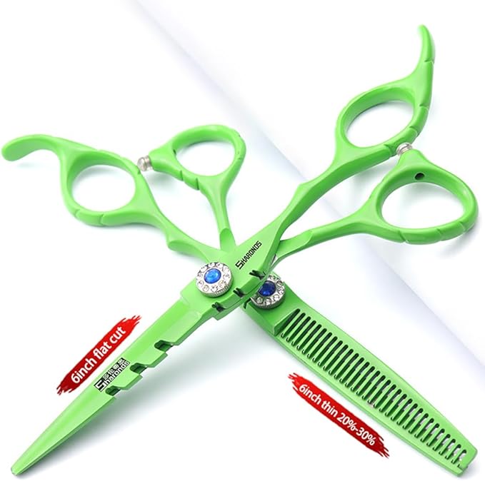 SHARONDS 6 Inch 440C High Hardness Stainless Steel Hair Scissors Hair Salon Hair Stylist Cutting Thinning Tool Barber Special (scissors set) (6 inch 2pc-C)