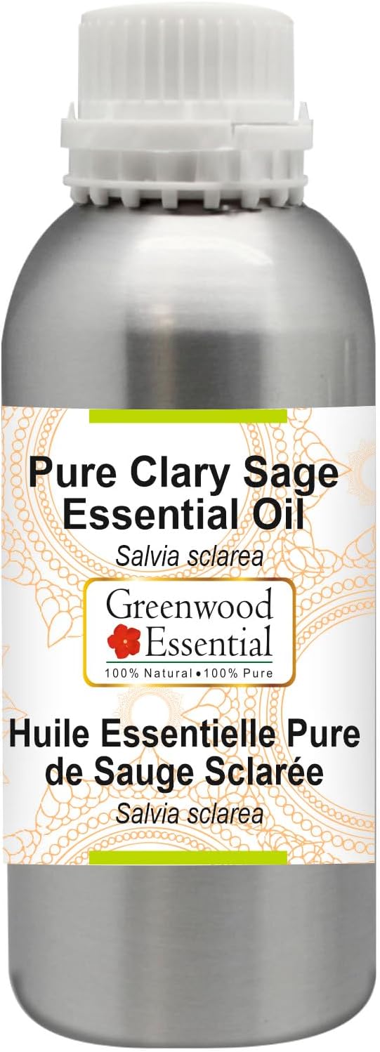 Greenwood Essential Pure Clary Sage Essential Oil (Salvia sclarea) Steam Distilled 630ml (21 oz)
