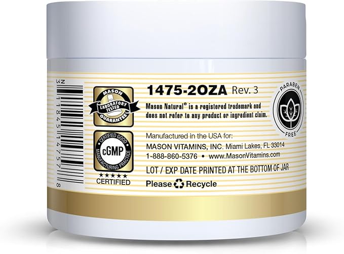 MASON NATURAL Collagen Premium Skin Cream - Anti Aging Face and Body Moisturizer, Intense Skin Hydration and Firmness, Pear Scent, Paraben Free, 2 OZ