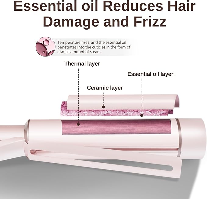 1.5 Inch Extra Large Curling Wand for Long Hair - Ceramic Tourmaline Barrel with 40000000 Negative Ions, Defined Curls and Easy to Use with Temperature Control for All Hair Types
