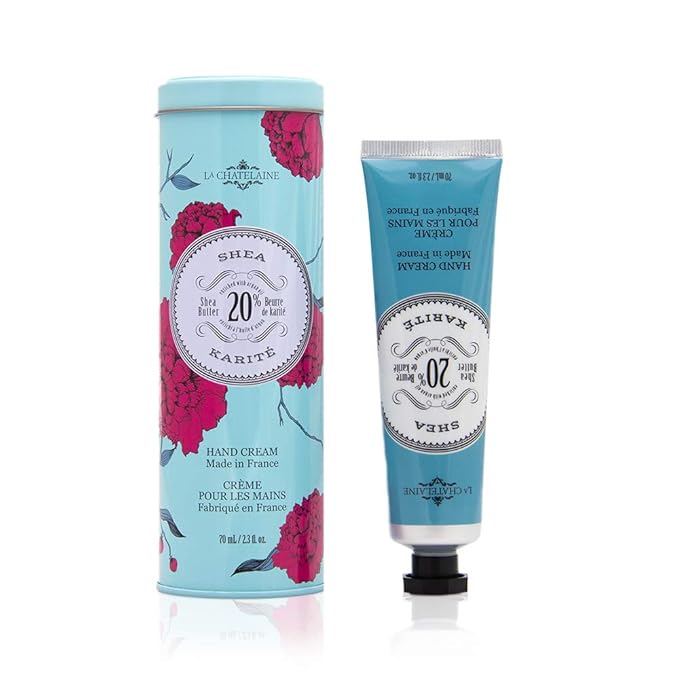 La Chatelaine Shea Butter Hand Cream, Made in France, Natural and Organic Ingredients, 70ml / 2.3 oz, Gift Tin, Shea