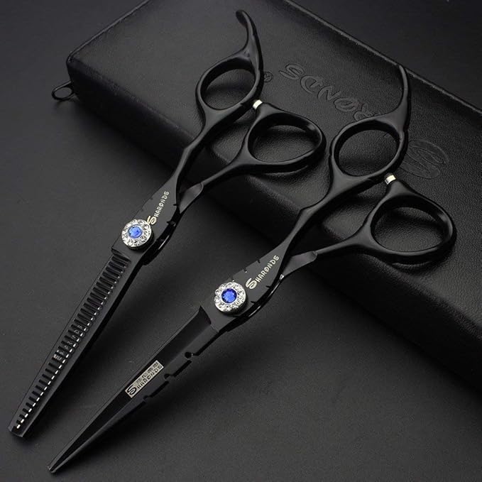 SHARONDS 6 Inch 440C High Hardness Stainless Steel Hair Scissors Hair Salon Hair Stylist Cutting Thinning Tool Barber Special (scissors set) (6 inch 2pc-A)