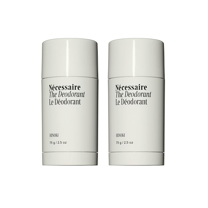 Nécessaire The Deodorant Hinoki | Natural Aluminum Free Deodorant For Women & Men. Extra Strength Treatment with Mandelic Acid. Free of Baking Soda, Ozokerite & Parabens (2x 75 g/2.5 oz)