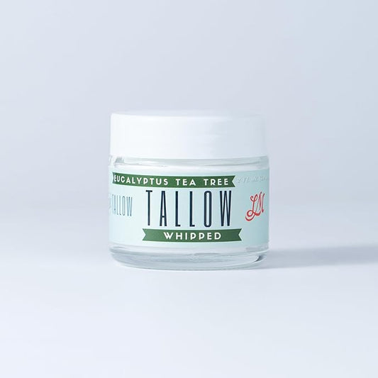 Whipped Tallow 2oz - All Natural Face Cream + Whole Body Moisturizer for Dry Skin - Made With Eucalyptus Oil - No Preservatives, Parabens or Seed Oils - USA Made (Eucalyptus Tea Tree)