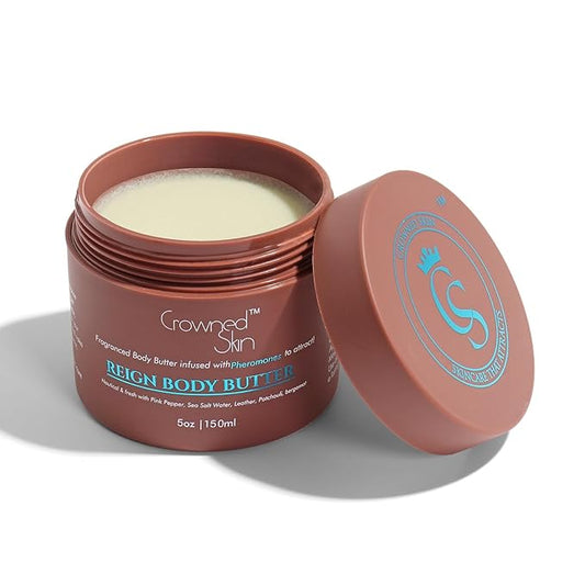 Crowned Skin Reign Cologned Body Butter | Fresh & Nautical Scent | Blended with Pink Pepper & Bergamot | Infused with Organic Shea & Mango Butters | Moisturizing Formula with All-Day Fragrance | 5oz