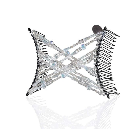 Sparkling Decorative Crystal Hair Clip for Fine, Thin, Sleek & Straight Hair - Double Comb for Easy Comfy Styles, Holds Snug, No Pressure, UpDo, Ponytail, French Twist, Bun (Crystal Medium)