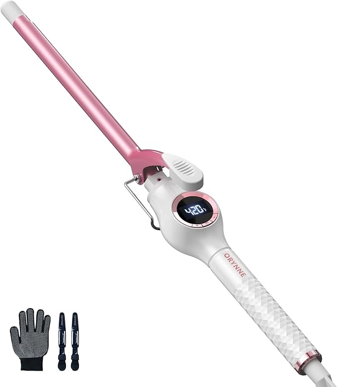 1/2 Inch Curling Iron Wand Ceramic, Small Barrel Curling Iron for Tight Curls, Half Inch Tiny Curling Wand for Short & Long Hair, Heat Up Fast, Digital Temp Control