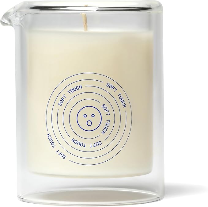 Dame Products Soft Touch Massage Oil Candle, Body Oil Candle for Warm Body Massage & Skin Moisturizing, Spa Inspired Aromatherapy Candle, Benzoin Guaiac Wood Sandalwood Scent, 5 Oz