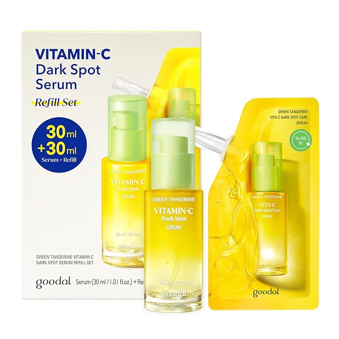 GOODAL Green Tangerine Vitamin C Serum - Advanced Version (2.02 Fl Oz (Pack of 2, Refill Included)) - Aurabelle