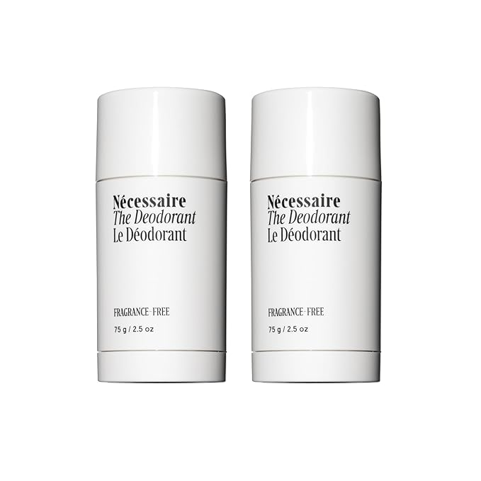 Nécessaire The Deodorant Fragrance-Free | Natural Aluminum Free Deodorant For Women & Men. Extra Strength Treatment with Mandelic Acid. Free of Baking Soda, Ozokerite & Parabens (2x 75 g/2.5 oz)