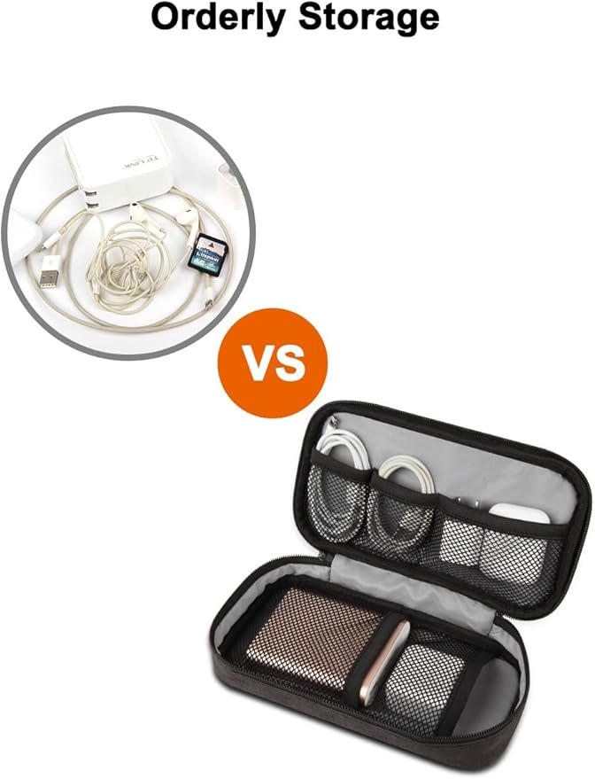 GOX Electronic Cable Tech Cord Organizer Travel Case Small Cable Storage Bag for Earbuds Charger Pouch