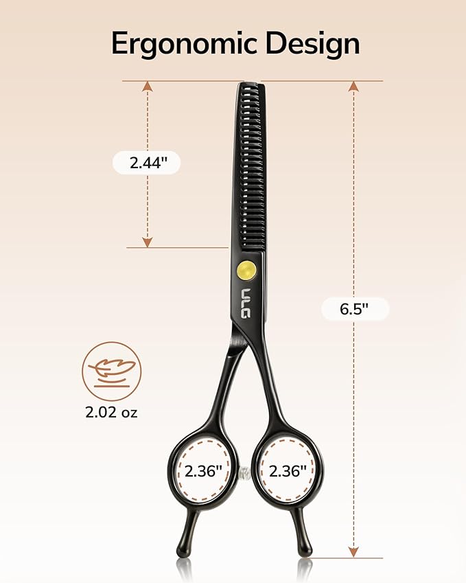 ULG Professional Thinning Shears for Hair Cutting - 6.5’’ Hair Thinning Scissors, Ultra Sharp Japanese Stainless Steel, Ergonomic Handle for Barbers, Stylists, Salon & Home Use, Black