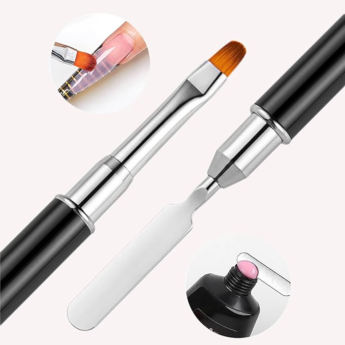 Nail Art Brushes, 8Pcs Double-Ended Acrylic Nail Brush Set & Picker Brush Tool for Nail Art with PolyGel Gel Acrylic Nails Extension Fine Liner Brushes and Dotting Pen (6,7,8,9,11 mm)