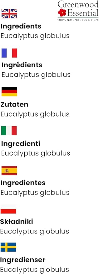 Greenwood Essential Eucalyptus Essential Oil (Eucalyptus globulus) Pure | Non-Sticky | Non-Greasy | Lightweight | Men & Women | All Skin Types | Steam Distilled 50ml (1.69 oz)