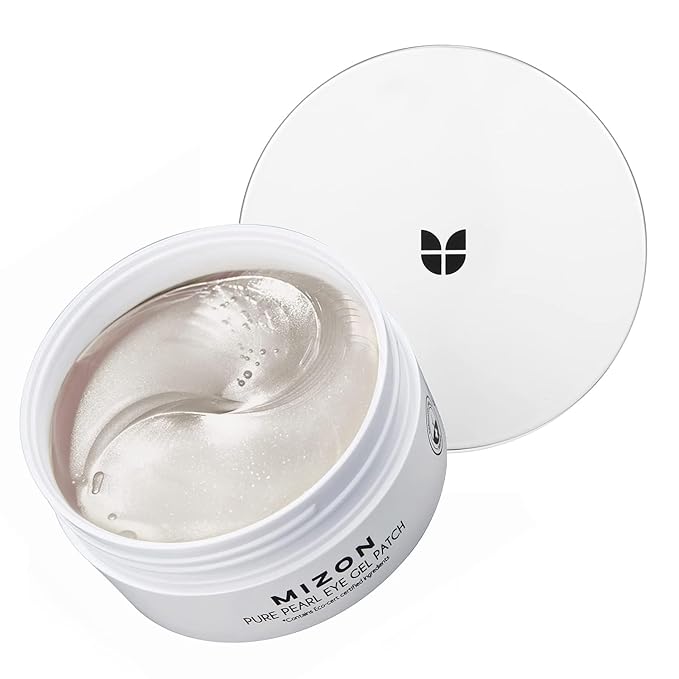 MIZON Pure Pearl Eye Gel Patch with Pearl, Diamond Powder, and Niacinamide for Radiance, Firming, and Nourishment – 60pcs – Improves Dark Circles and Luminosity