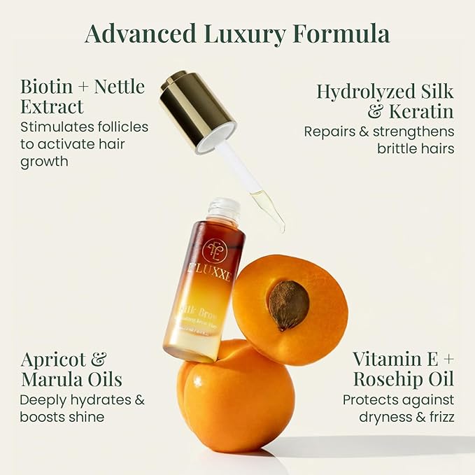 SilkBrow by E’Luxxe – Luxury Eyebrow Growth & Conditioning Oil with Castor & Apricot Oils, Biotin & Silk Proteins – Nourishing Elixir for Softer, Healthier Brows & Post-Lamination Care (15ml)