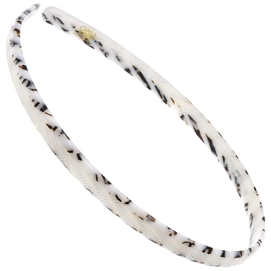 Camila Paris CP3471 French Headband for Women, Handmade White and Gray, Strong Hold Grip Women's Hair Band, Ligth and Very Flexible, No Slip and Durable Styling Girls Hair Accessories, Made in France