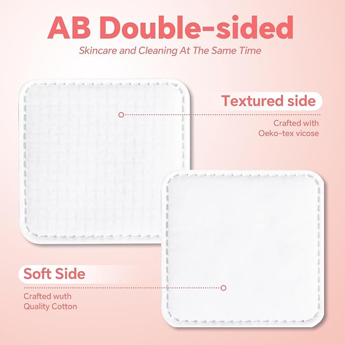 Square Cotton Pads,100% Cotton, Not to Shed or Fall Apart, 60 Count, Unique Triple-Layer Design for Daily Skin Care