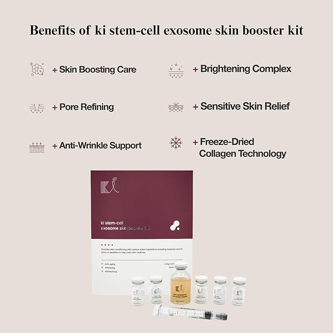 Stem-Cell Exosome Skin Booster Kit Booster Ampoule| Exosome, PDRN, Peptide, Collagen | Rejuvenation, Hydration, Anti-Aging | Korean Skincare 30ml (Solutions 0.01 oz x 5 Vials/Ampoule 1.01 fl.oz)