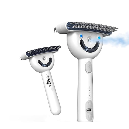 Multifunctional Pet Comb with Spray - 360° Steel Pin Comb and Detangling Knife, Pet Hair Removal Grooming Tool, Anti-static, Waterproof, Rechargeable - Suitable for Long-haired or Curly-haired Pets